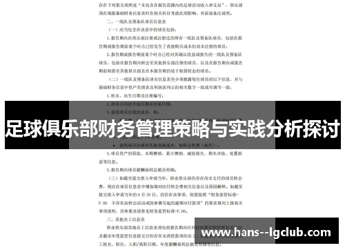 足球俱乐部财务管理策略与实践分析探讨